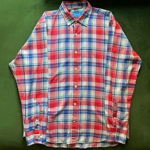 SHIRT BY SHIRT VINTAGE 100% COTTON LONG SLEEVE BUTTON UP PLAID MEN'S MEDIUM